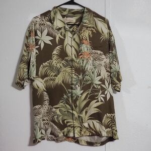 Vtg Tommy Bahama Rum Button Up Shirt Short Sleeve Floral 100% Silk